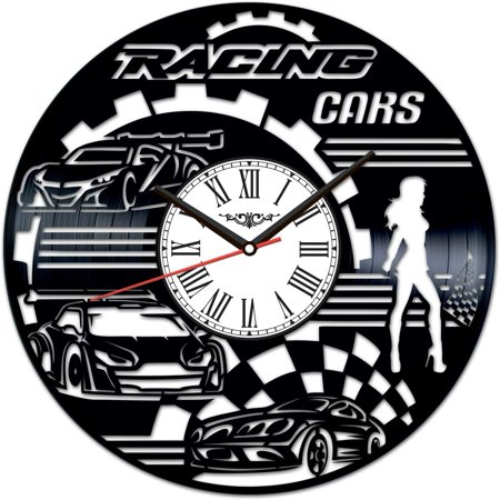 Amblelife Racing Cars Vinyl Record Wall Clock Retro style Wall clock Silent Home Decor Unique Art Special Home Accessories Creative Personality Gift