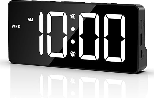 AMIR Digital Clock Large Display, LED Alarm Clock for Bedroom, USB/Battery Powered Beside Clock with Date, 12/24H, 3 Levels Volume, 4 Alarm Modes, Brightness Adjustment, DST, Night Mode Clock Kids