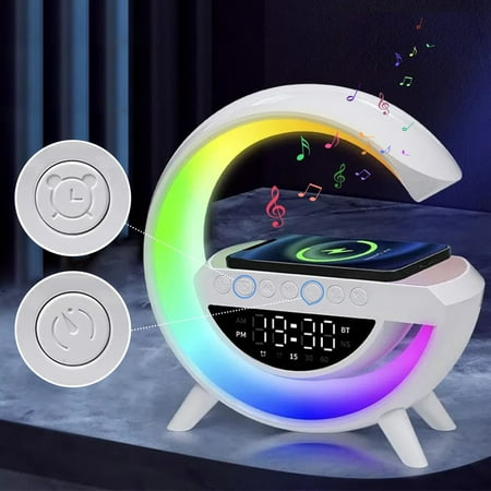 AMNGST SMABAT mobile wireless charging Bluetooth speaker LED flashlight desktop clock display clock alarm speaker Bluetooth speaker