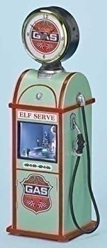 Amusements Tall Old Timey Gas Pump with Working Clock & Lighted Action Musical Inside Decor, 13.75