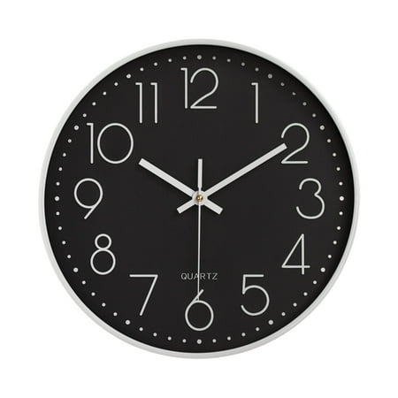 Andvari Silent 8-Inch Wall Clock Embossed Round Dial Plastic Quartz Clock