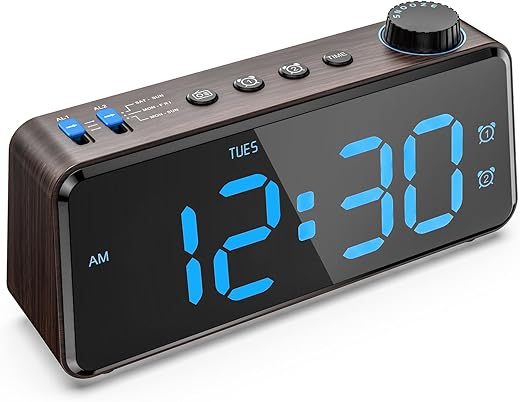 ANJANK Upgrade Digital Alarm Clock Radios for Bedroom 0-100% Dimmer, Weekday/Weekend Dual Alarm, USB Charging Port, Battery Backup,FM Radio with Sleep Timer, Easy to Set for Kids, Bedside, Nightstand