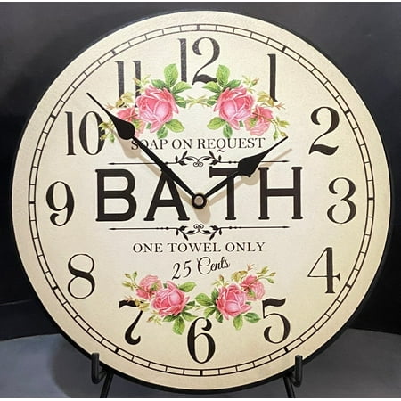 Antique Bath Sign Large Hanging Wall Clock | Ultra Quiet Quartz Mechanism | Comes in 8 Size