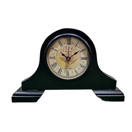 Antique Style Wooden Rounded Mantel Clock for Living Room, Bedroom, Dining Room, Office, Home Decor, Two Legs Base Stand