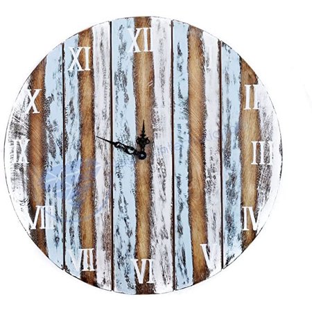 Antique Vintage Rustic Weathered Clock With Roman Numerals - Captain Maritime Beach Home Decor Gift - Nagina International (48 Inches) (18 Inches)