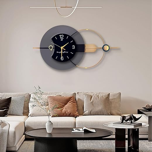 Aoderun Large Wall Clocks Battery Oerated 31 inch Silent Non Ticking Modern Analog Clock Ultra-Quiet Movement Quartz Wall Clock for Living Room Bedroom Kitchen (Black Circle-31.1x15in)