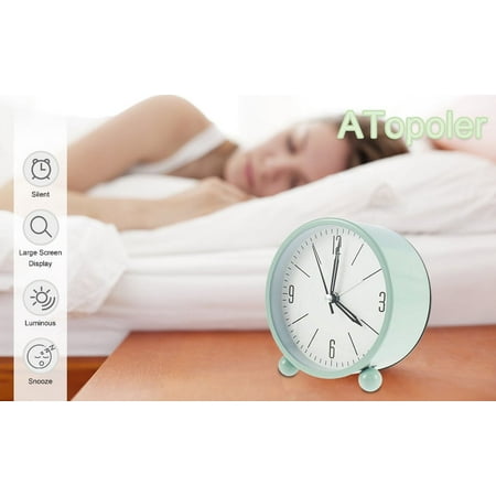 AoHao Silent Sweep Analogue Alarm Clock Battery Powered Desk Bedside Clock