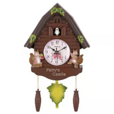 AOOOWER European Pastoral Style Resin Quartz Cuckoo Wall Clock Bird for Time Bell Swing Alarm Watch Cartoon Vintage Antique Home Art Decoration