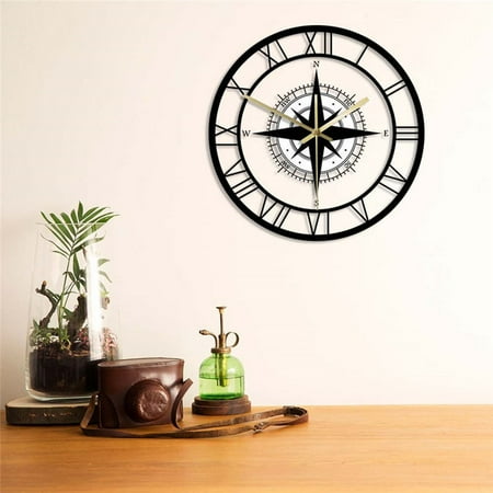 Apmemiss Clearance LED Lights Transparent Wall Clock Black Wind Rose Compass Direction Chart Nautical Acrylic Clock Decorative Wall Clock Overstock Items Clearance All Prime