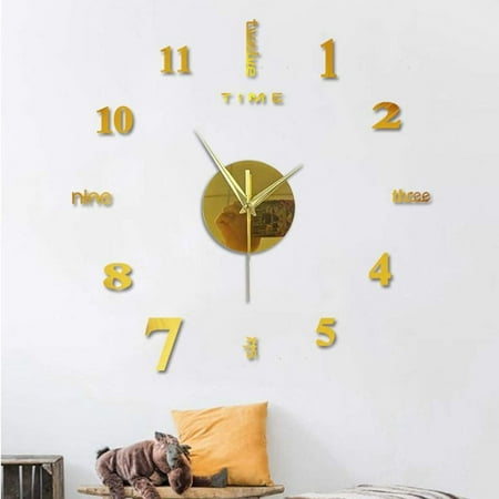 Apmemiss Clearance New Frameless DIY Wall Clock,3D Surface Mirror Wall Clock Modern Design Large Mute Wall Watches Stickers for Living Room Bedroom Home Decorations