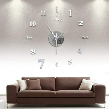 Apmemiss Clearance New Frameless DIY Wall Clock,3D Surface Mirror Wall Clock Modern Design Large Mute Wall Watches Stickers for Living Room Bedroom Home Decorations