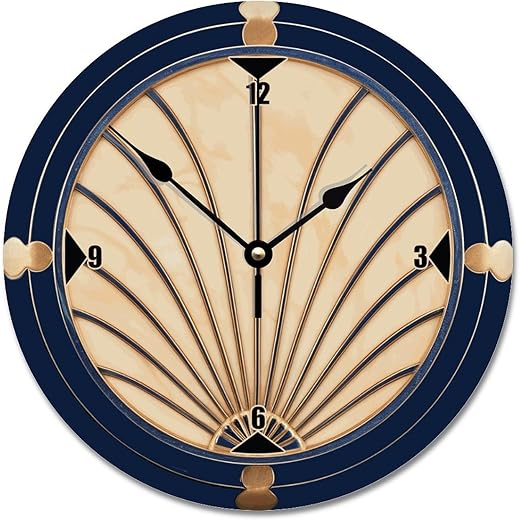 ArogGeld Classic Art Deco Style Wall Clock Vintage Wooden Round Clocks Decor 15 Inch Battery Operated Large Decorative Silent Wood Hanging for Bedroom Living Room