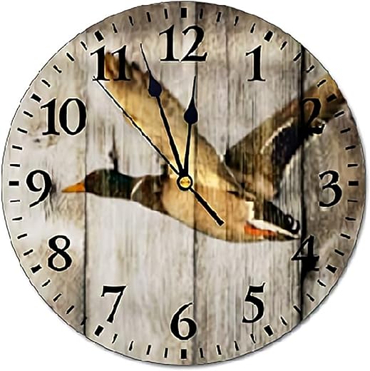 ArogGeld Vintage Barn Wood Western Wall Clock, 15 Inch, Silent Round Wood Wall Clock, Hanging Clocks for Bedroom