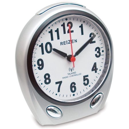 Atomic Talking Alarm Clock Gray for Elderly and Visually Impaired Digital Timekeeping Easy Access