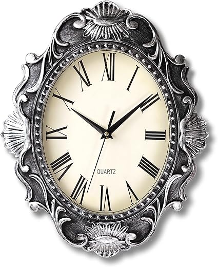 AYRELY® 14 Inch Oval Rustic Wall Clock, Wall Clocks Battery Operated, Country Style Silent Non Ticking Clock, Decorative for Kitchen, Home, Living Room, Farmhouse, Bedrooms