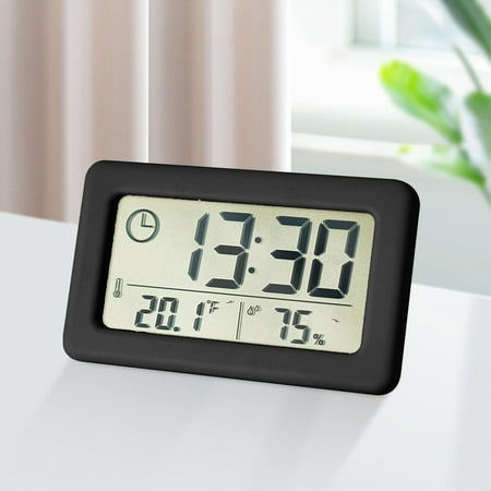 Azrian Digital Clock with LCD Display thermometers Hygrometer Digital Temperature Humidity Monitor with Smart Clock Alarm Clock for Heavy Sleepers Clock for Bedroom Christmas Home Decor Essentials