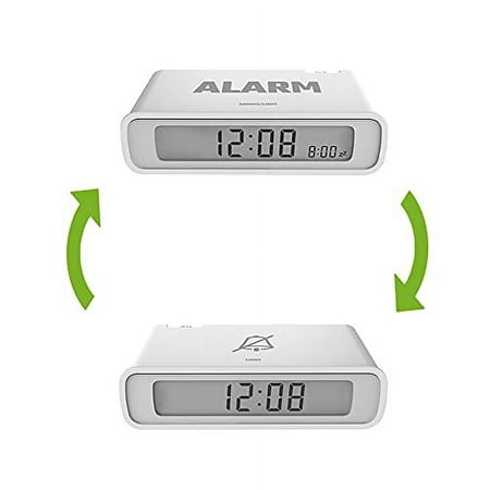 BALDR Digital Sunrise Alarm Clock for Bedroom - Flip on/off Reversible LCD Screen - Big Time Display - White Backlit - Battery Operated - Great for Kids, Heavy Sleepers & Travels