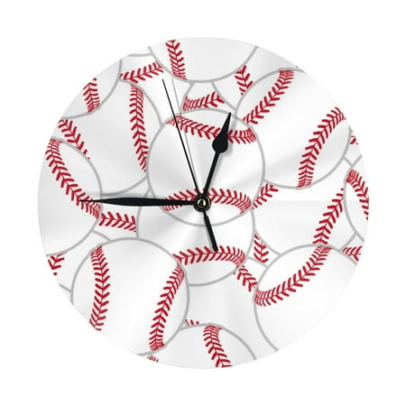 Baseball A Wall Clock Silent Non Ticking - 10 Inch Battery Operated Modern Clocks for Living Room Bedroom Kitchen Bathroom Office Classroom, Decorative Clocks