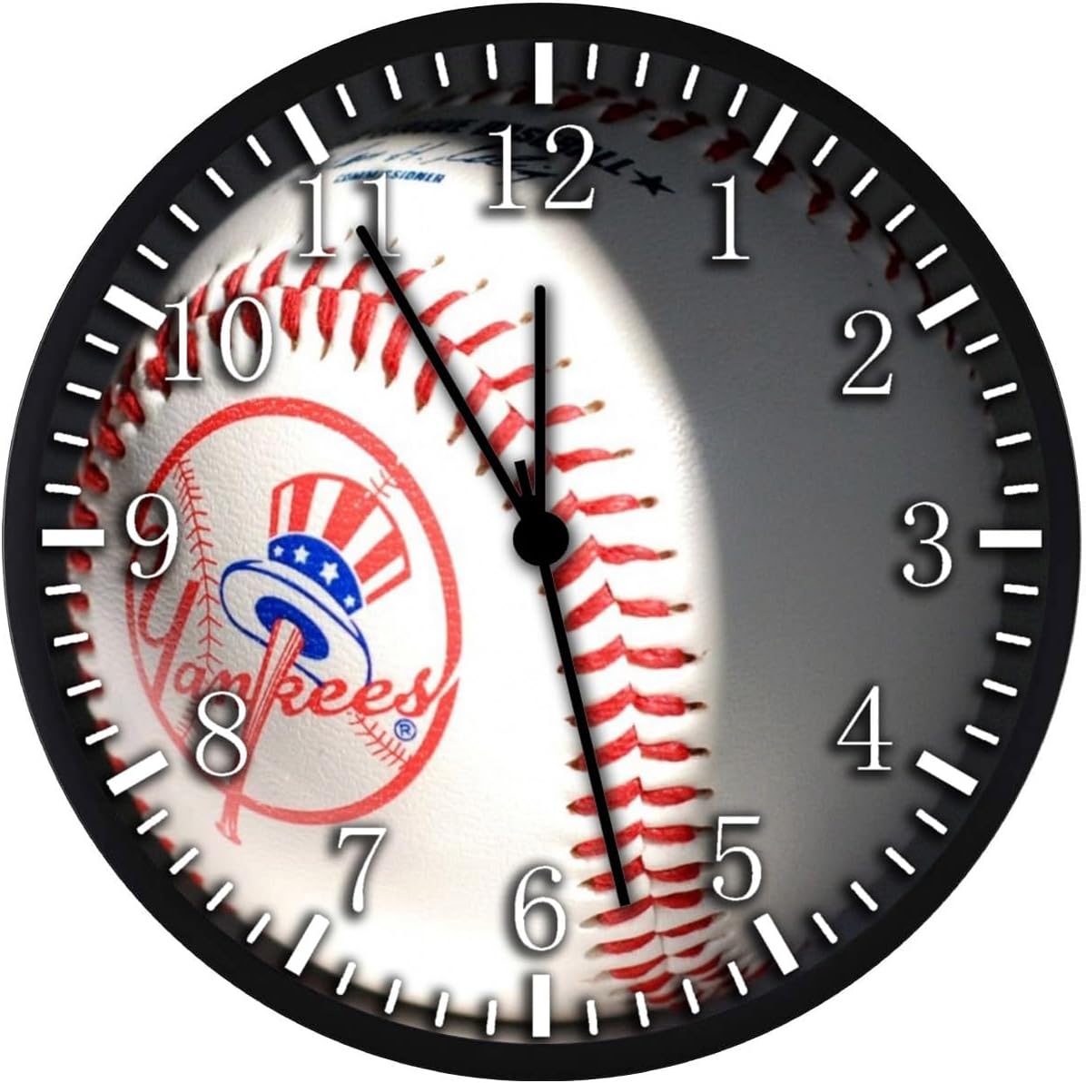 Baseball Wall Clock Large 12 Clear Glass Face Silent Non-Ticking Nice for Gift or Décor F139