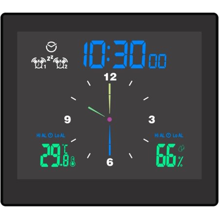 Bathroom Digital Clock Waterproof Temperature & Humidity Meter Hygrometer LCD Display Upper/Lower Limit Dual Alarms with Snooze Function Countdown Alarm Clock