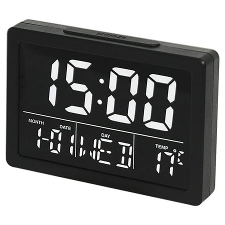 Battery Operated LCD Digital Alarm Clock , Snooze, Easy to Use for Bedrooms, Green Bold Digits,