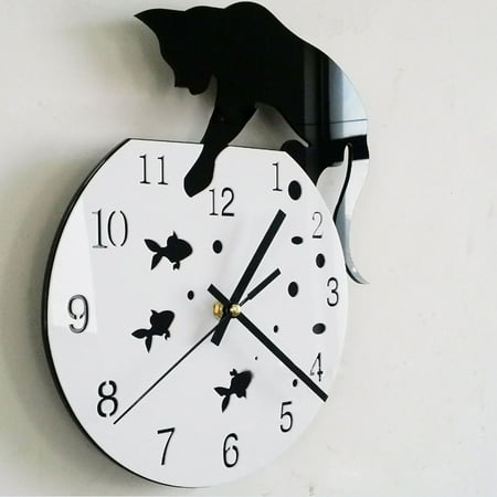 battery wall clock vintage wall decor cute alarm clocks Cat Acrylic Clock Wall Modern Design Home Decor Watch Sticker clock with temperature silver wall decor retro desk clock