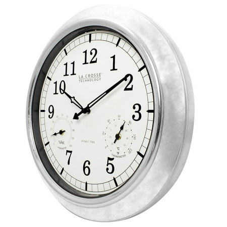 BBB87740 La Crosse Technology 18 Indoor/Outdoor Atomic Galvanized Wall Clock