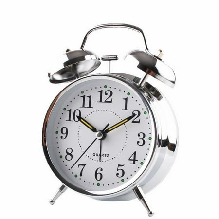 Bedside Traditional Classic Saxon Battery Dual Bell Alarm Clock Chrome