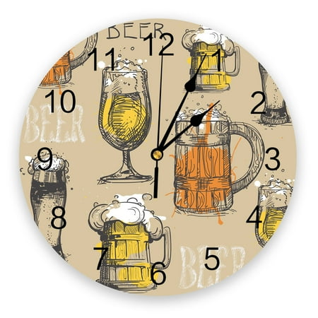 Beer Wine Glass Retro Text Bedroom Wall Clock Large Modern Kitchen Dinning Round Wall Clocks Living Room Watch Home r