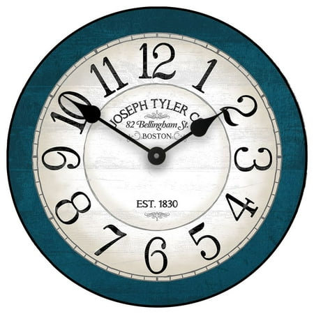 Bellingham Blue Large Modern Wall Clock | Analog Display | Silent Mechanism, Made in USA