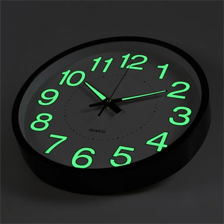 BERGUF 12 Inch Night Light Wall Clock, Silent Non-Ticking Quartz Wall Clocks, Large Luminous Function Numbers and Hands, Easy to Read Both Day and Night