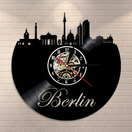 Berlin City Skyline Wall Clock Germany Cityscape Vinyl Record Clock Germany Travel Decorative Clock Deutsche Wall Art Clock