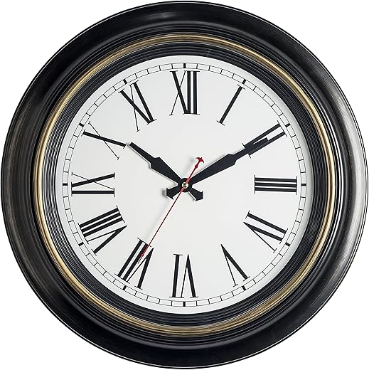 Bernhard Products Extra Large Wall Clock, 18 Inch, Dark Brown, Quartz Silent, Battery Operated, Non-Ticking, Decorative Roman Numeral, Stylish Clock, Accurate Timekeeping