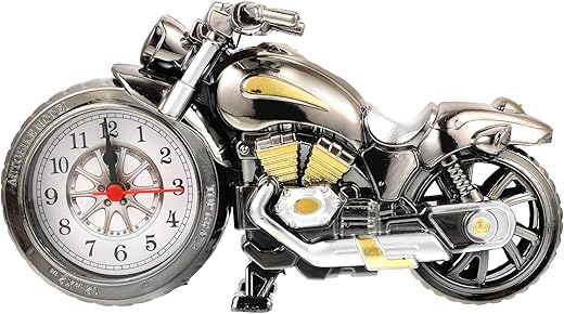 BESPORTBLE Motorcycle Alarm Clock Morden Motorbike Style Desk Time Clock Vintage Novelty Bedside Clock Model Figurine Ornament for Kids Adults Bedroom Table Office