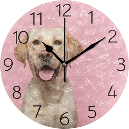 BESTKITTY Labrador Retriever Dog Wall Clock Round Silent Non-Ticking [Battery Operated] Easy to Read Clocks for Home Kitchen Office Classroom Living Room Bedroom