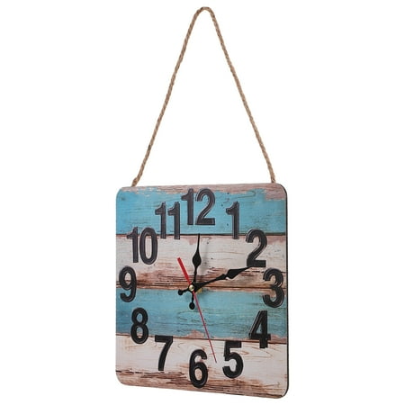 Bestonzon 1Pc All-match Wall Clock Vintage Hanging Clock Living Room Clock with Hanging Rope