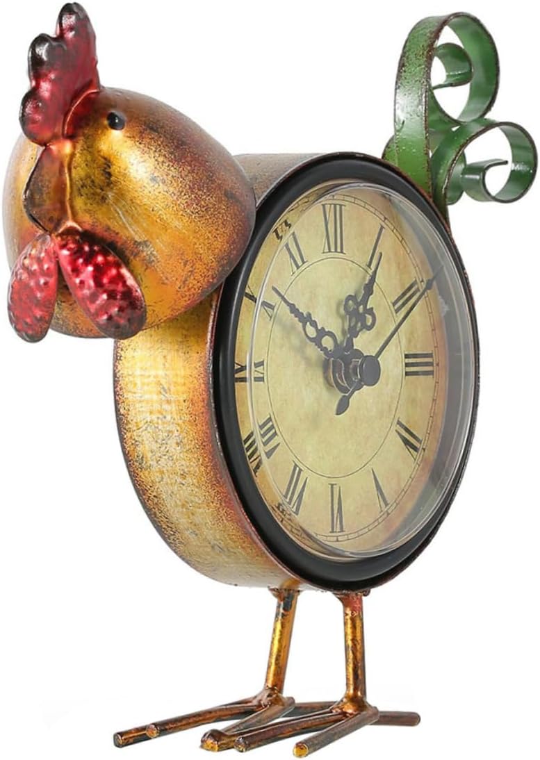 BESTOYARD Chick Clock Ornament Figurine Clock Desk Decor Office Decorations Chicken Figure Desk Clock Mantel Table Clock Decorative Desk Clock The Office Rooster Old Fashioned Iron