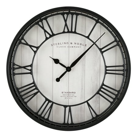 Better Homes & Gardens 20 Black and White Analog Round Raised Roman Numerals Grill Wall Clock