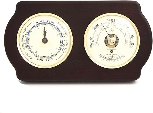 Bey-Berk Brass Tide Clock and Barometer/Thermometer