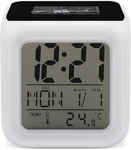 Black_and_White Gun USA Flag ​Alarm Clock 7 Colors Changing Bedside Clock Digital Alarm Clock for Home Decoration