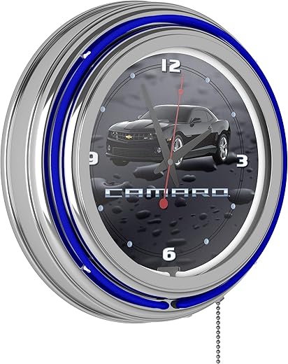 Black Camaro 14 Inch Neon Clock