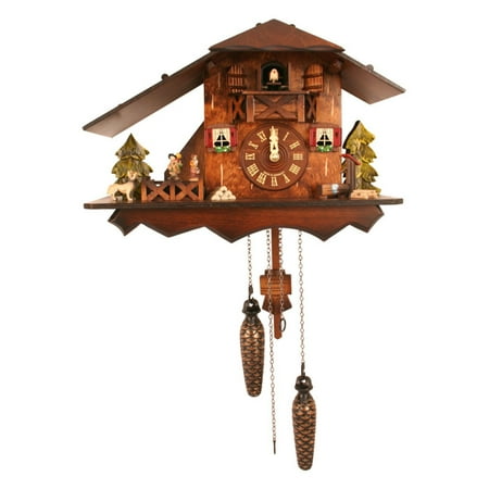 Black Forest 6 x 14 Brown Analog Traditional Cuckoo Clock, 428QMT