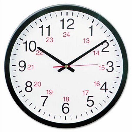 Black Universal 24-Hour Round Wall Clock