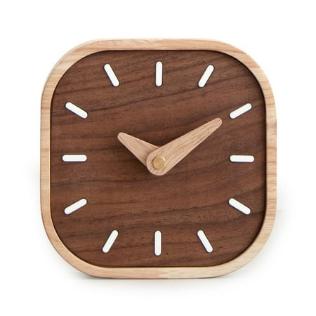 Black walnut solid wood small table clock desk clock silent bedside clock clock