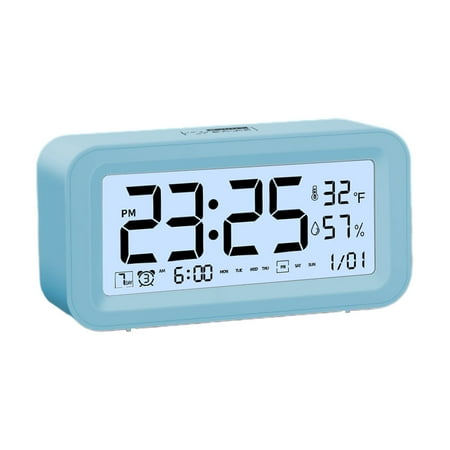 Blasgw Digital Electronic Clock LED Display Electronic Clock Stereo Digital Display Snooze Alarm Clock 12/24H Change Countdown Time Blue