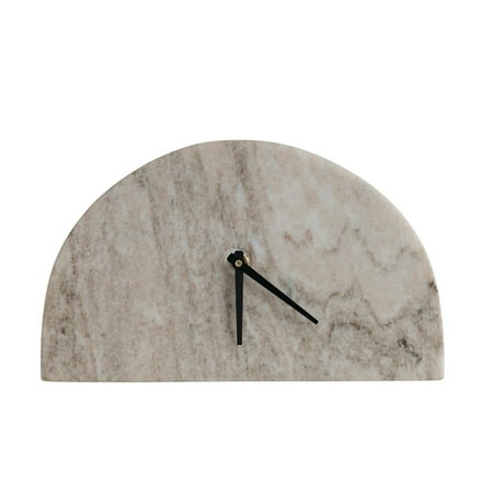 Bloomingville Decorative Half Moon Marble Mantel Clock, Beige and Black