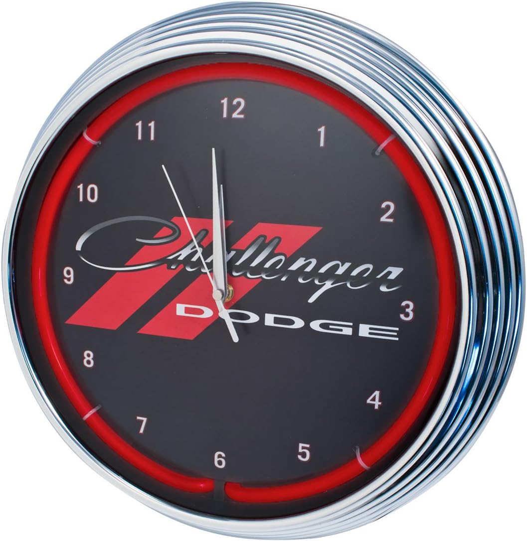 Blue Oval Industries Challenger Red Light Up Neon Wall Clock 15-Inch