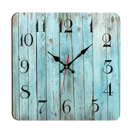 Bocaoying 11.8 inches Wooden Wall Clock, Large Outdoor Clock for Patio, Non Ticking Wooden Wall Clock Battery Operated, Rustic Themed Decor Wall Clock for Kitchen, Pool, Bathroom