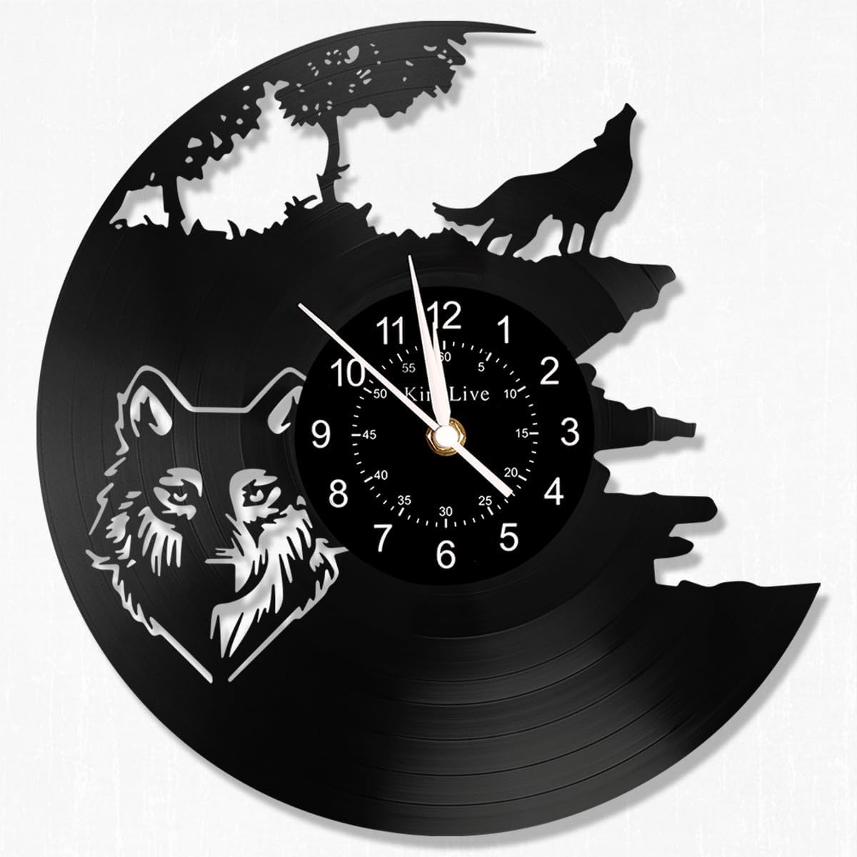 BOVIZIPY Wolf King Theme Wall Clock,12 Inch Vinyl Record Clocks for Home Decor, Art Decor Wall Clock for Living Room,Bedroom,stutyroom,Kitchen.Thanksgiving Day's Gifts for Dad/Mum/Child/Men/Women.