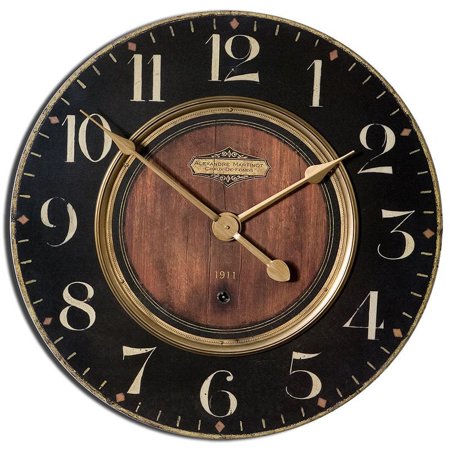 Bowery Hill Contemporary 23 Round Wall Clock in Black and Brass